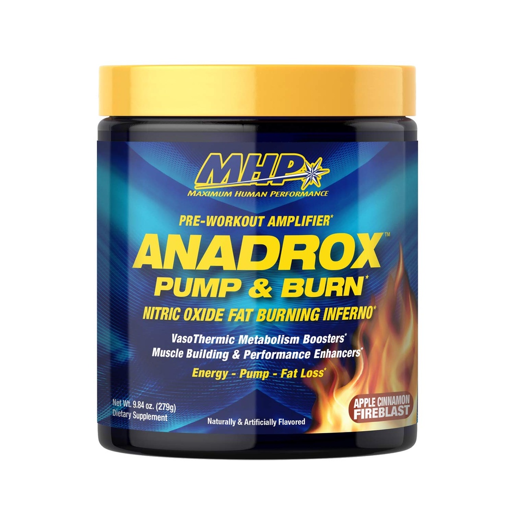 Maksimaalne inimese jõudlus Mhp Anadrox Pre-Workout, lämmastikoksiid, energia, pumbad, Apple kaneeli Fireblast