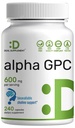 Alpha GPC 600mg per Serving, 240 kapslit - biosaadav koliini täiendamine - Nootroopsed aju tervise toidulisandid mälu ja fookuse jaoks - mitte-GMO, gluteenivaba