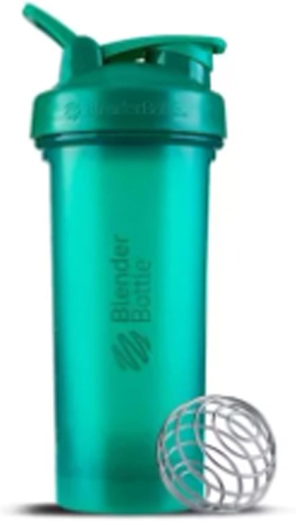 BlenderBottle Shaker Bottle with Pill Organizer and storage for Protein Powder ProStak System, 22-Ounce, Teal