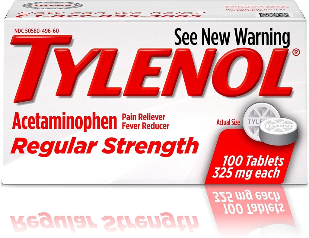 Tylenol Reg Strngth 100'S Suurus 100ct Tylenol 325 Mg Regulaarne Tugevusvalu Reliever