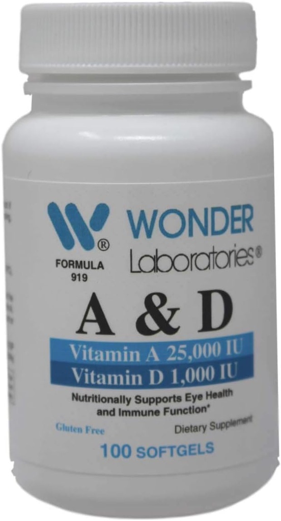 Wonder Laboratories Vitamiin a 25 000 RÜ tursamaksa kalaõli + vitamiin D3 1000 RÜ