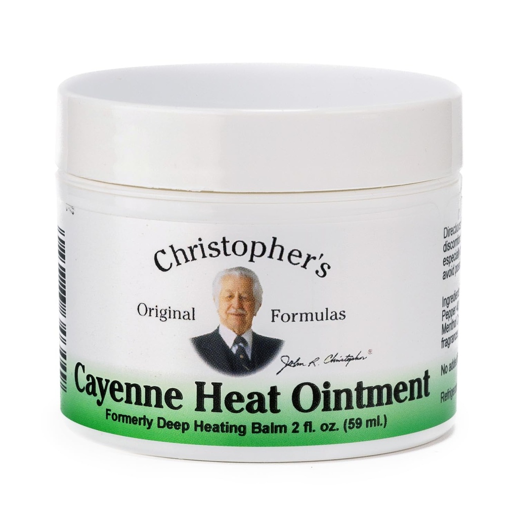 Christopheri originaalsed valemid Cayenne'i soojussalv, soojendav taimne paikne ebamugavuse ja ringluse jaoks, 2 fl oz