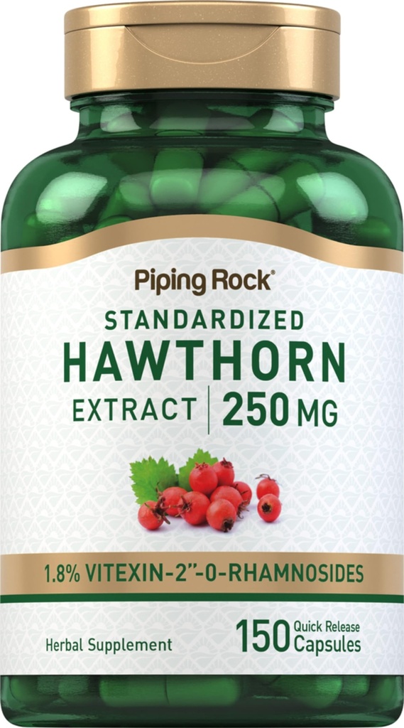 Piping Rock Hawthorn Berry kapslid | 250mg | 150 pillid | Herb Extract Supplement | Non-GMO, Gluteenivaba