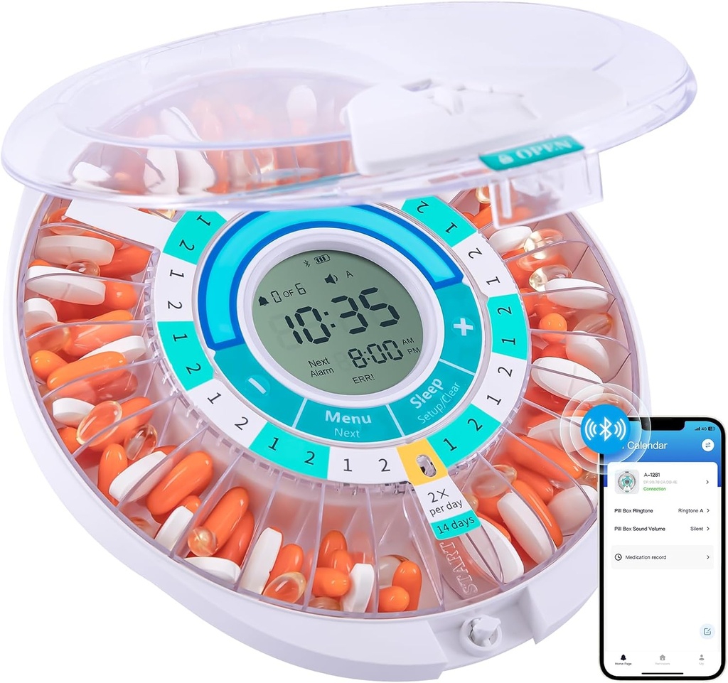 Daviky Automatic Pill Dispenser Eakatele Häire, Elektrooniline Pill Dispenser Masin, 28-päevane Smart Bluetooth igakuine Pill Korraldaja, Pill Meeldetuletus koos APP retseptide, vitamiinide ja muu