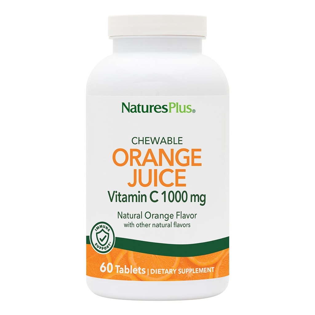 NaturesPlus Orange Mahl - 60 närimistabletti - 1000mg C-vitamiini - suure tugevusega immuuntoetus, antioksüdant - vegan, gluteenivaba - 60 serveerimist