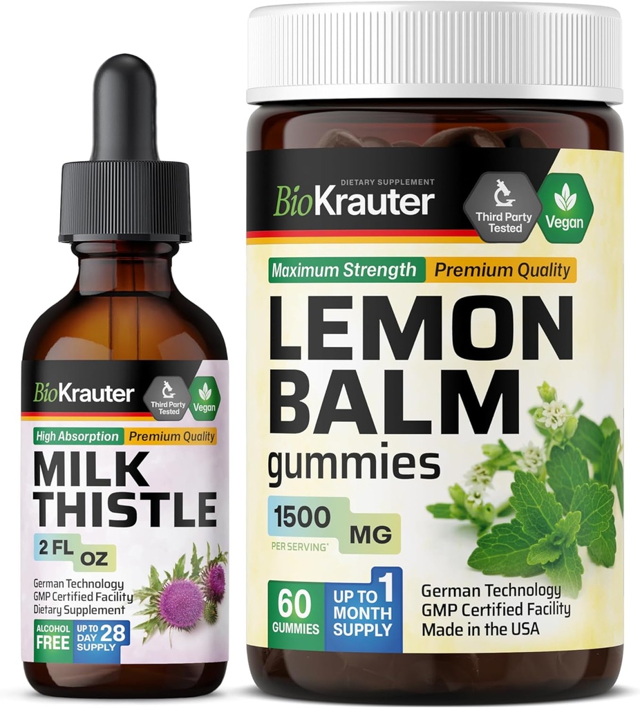 BIO KRAUTER Piimaohaka tinktuur 2 Fl. Oz. & Lemon Balm 60 Gummies