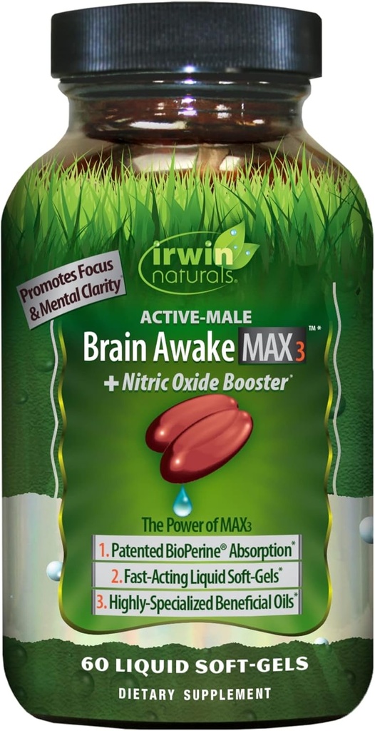 Irwin Naturals Aju Ärka Max3 + Lämmastikoksiidi Booster 60 Vedel Softgel