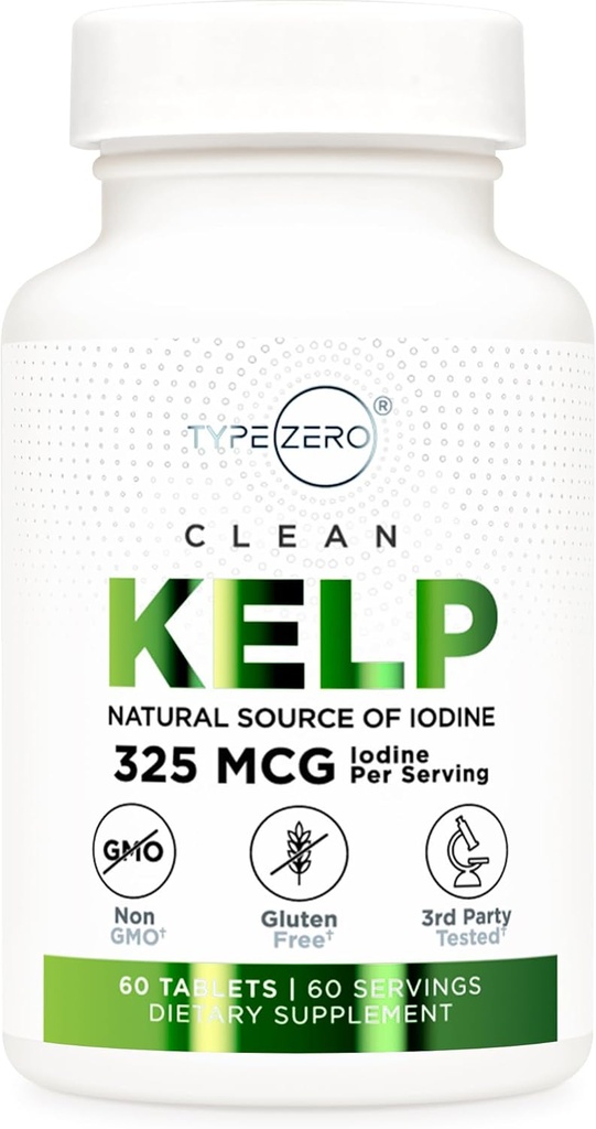Tüüp Zero puhas Kelp Joodi tabletid (60 Servings, 325 MCG Per Serving) - looduslik allikas joodi Sea Kelp, Non-GMO, Gluteenivaba