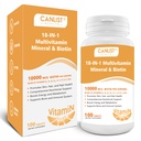 Juuste nahk ja küüned Multi-vitamiin meestele ja naistele, 10000mcg Biotin & Multimineral, sisaldab B-vitamiine, C-vitamiine, E & D3, jälgi mineraale, tsink, gluteenivaba, piimavaba, sojavaba, 100 tabletti