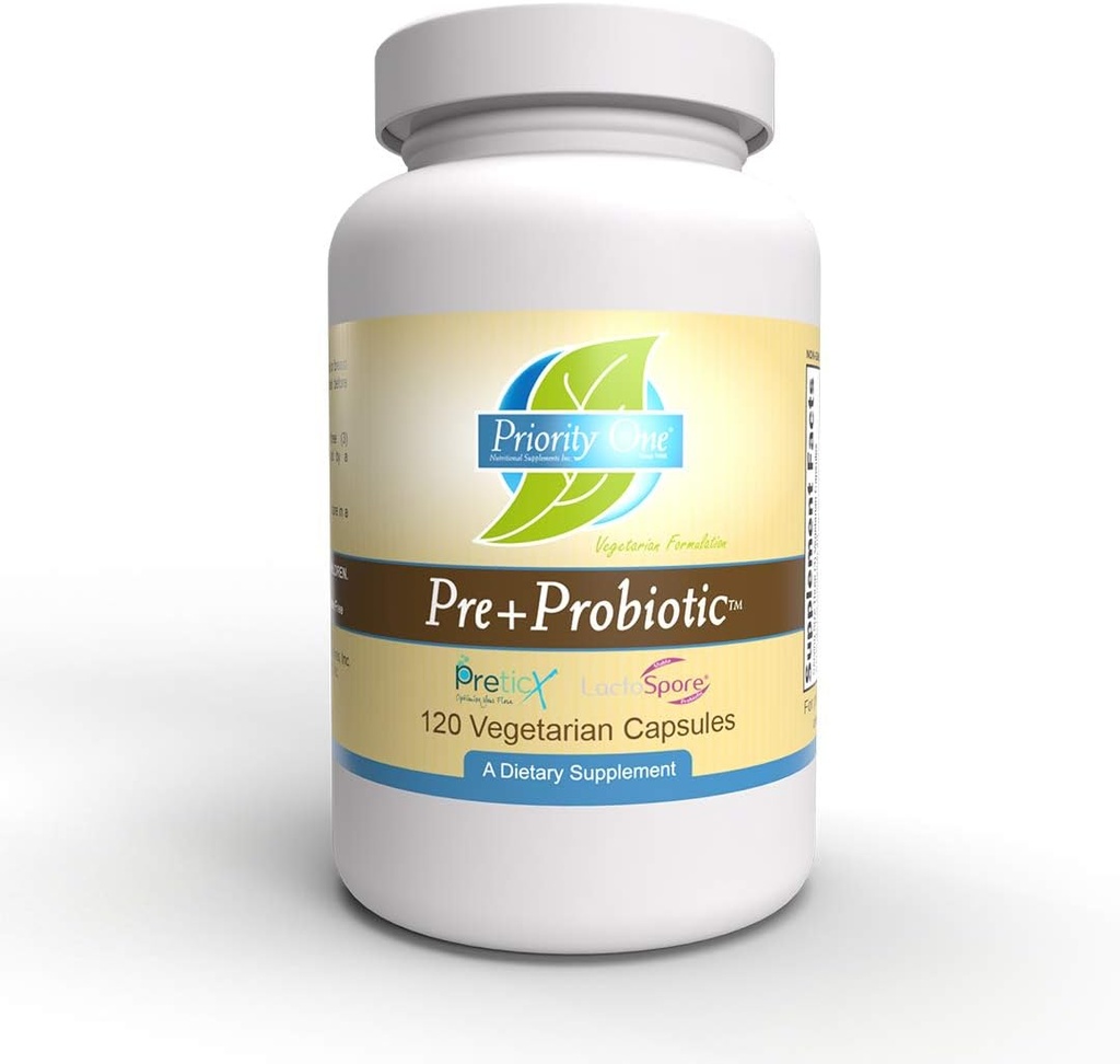 Priority One Vitamiinid Pre+Probiootikum 120 Taimekapslit - Tervisliku soolestiku mikrofloora toetamine * Kliiniline tugevus