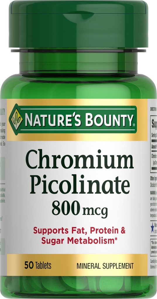 Looduse pearahakroompikolinaat, toetab rasva, valku ja suhkru ainevahetust, mineraallisandit, 800 mcg, 50 tabletti