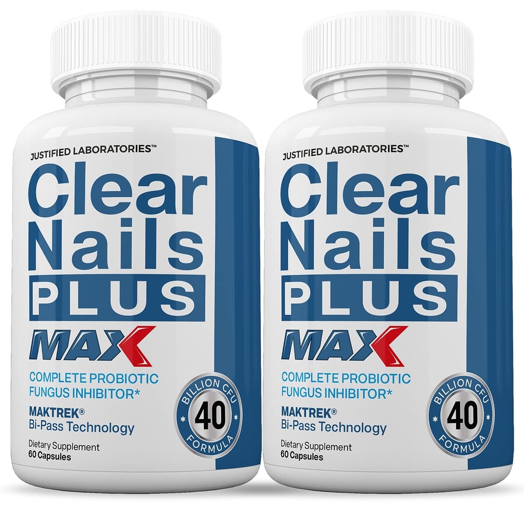Põhjendatud Laboratories (2 Pack) Clear Nails Plus Max Pills 40 Miljardid CFU Probiootikumid Toetab Tugev terved juuksed Naha küüned 120 kapslit