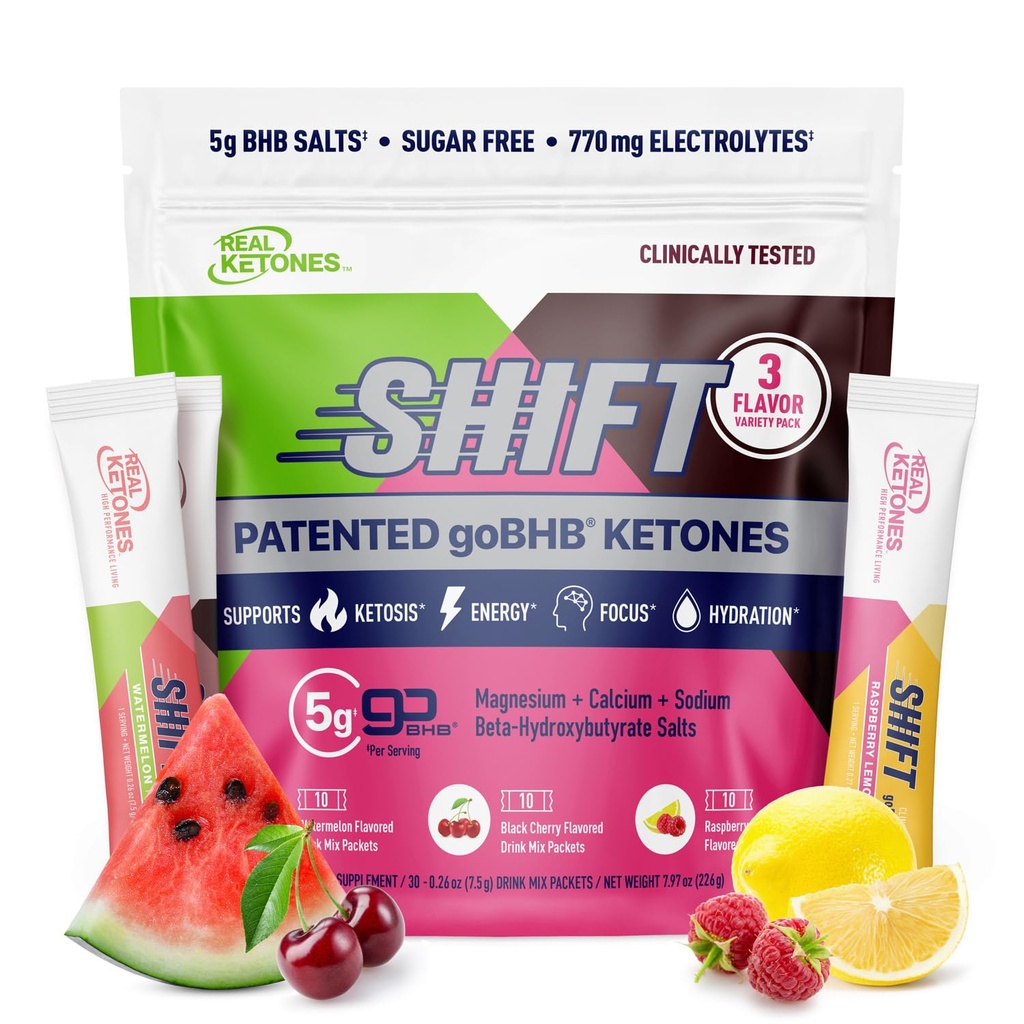 Real Ketones BHB Eksogeensed Ketoonid Jooge Segapakendid Keto Elektrolüüdid Pulberpakendid Ei Suhkur 4 peamise paadunud elektrolüütide Plus Hüdreerimine Patenteeritud Keto BHB - 30 Count Sordipakett