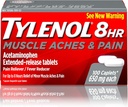 Tylenol 8 tundi Lihasvalu ja valu Atsetaminofeeni tabletid lihaste ja liigesevalu jaoks, 100 ct