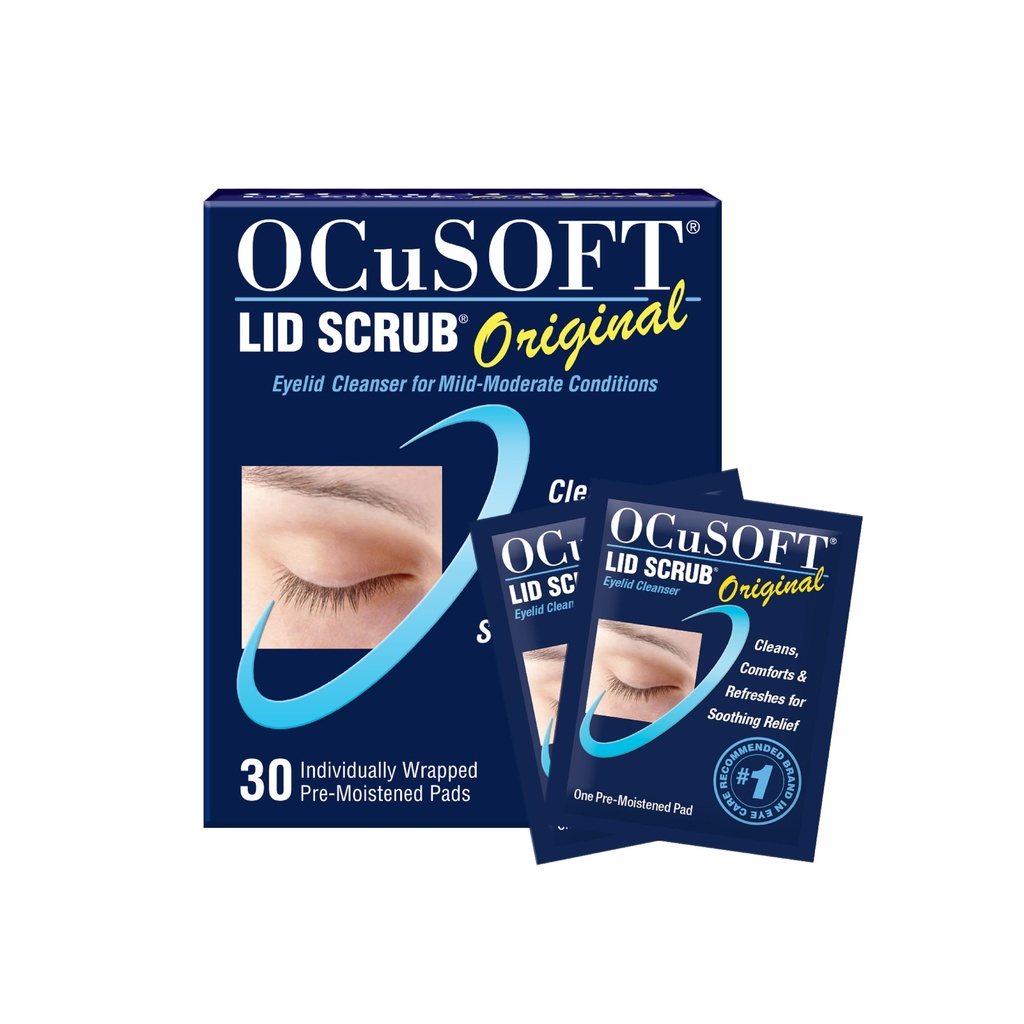 OCuSOFT Lid Scrub Originaalne silmalau puhastaja - eelnevalt niisutatud silmalau puhastused kergete kuni mõõdukate tingimuste jaoks - silmalau puhastaja puhastamiseks, mugavuseks ja soojendamiseks ärritunud silmalaud - 30 loend