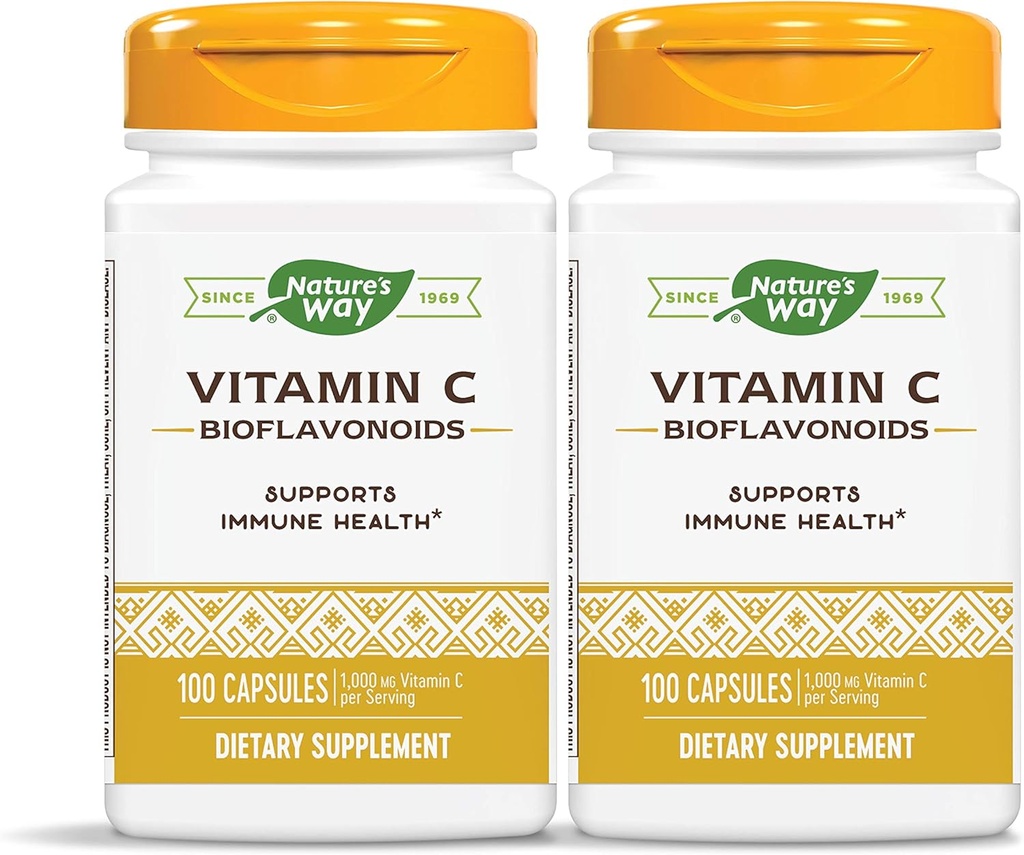 Nature's Way C-vitamiin 500 mg koos bioflavonoididega, 1000 mg C-vitamiini portsjoni kohta, 100 kapslit, pakend 2