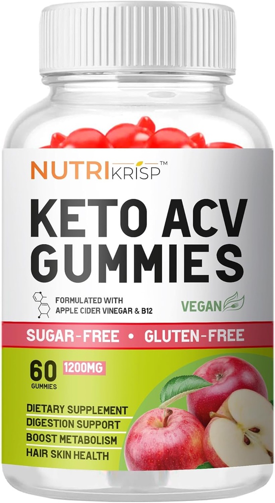 Keto ACV Gummies Täpsem Kaalulangus & Kiire Kõhu rasvapõletus - Suhkruvaba Gluteenivaba Super Õunasiider Äädikas Dieet Täiendus Meestele Naistele (1200MG)