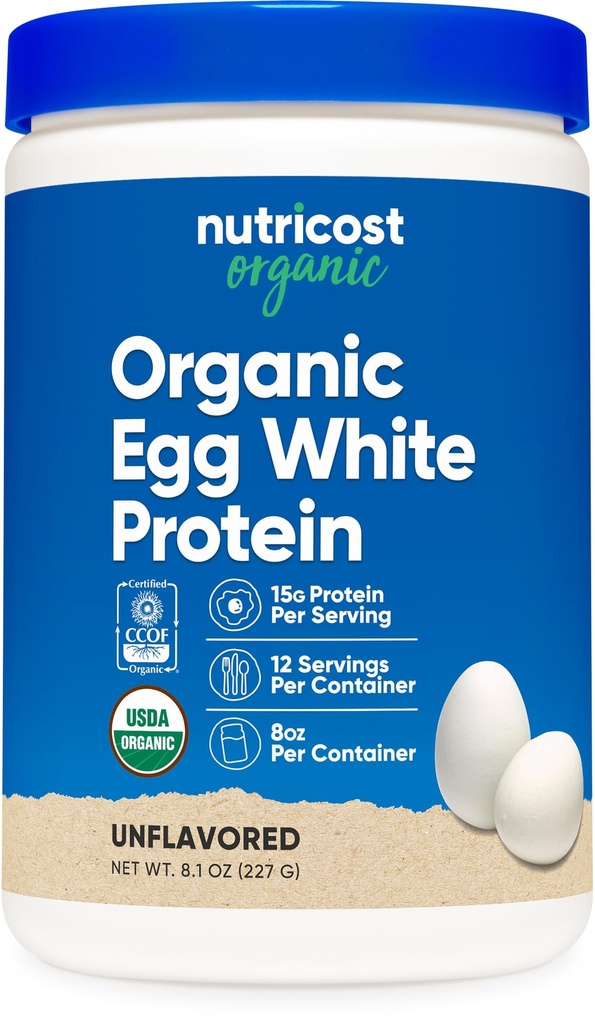 Nutricost Organic Egg White Protein Powder 8oz (maitsestamata) - 15 Grams Protein Per Serving, GMO-vaba, Gluteenivaba