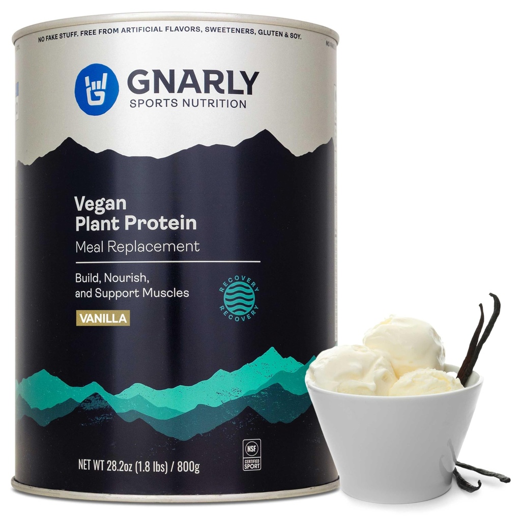 Gnarly Nutrition Vegan Plant Protein – Vanilla Vegan Protein Pulber, NSF Sport Certified – Eine asendamine, Daily Toitumine Boost – Laktoosivaba pulber – Vanilla, 28,2 oz