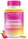 Roosa Stork Berberine 500 mg - igapäevane AMPK Metaboolne aktivaator - 500 mg Metabolism + Soolestiku tervisetoetus naistele - Kolmanda osapoole testitud - Vegan - Mitte-GMO - 30 kapslit
