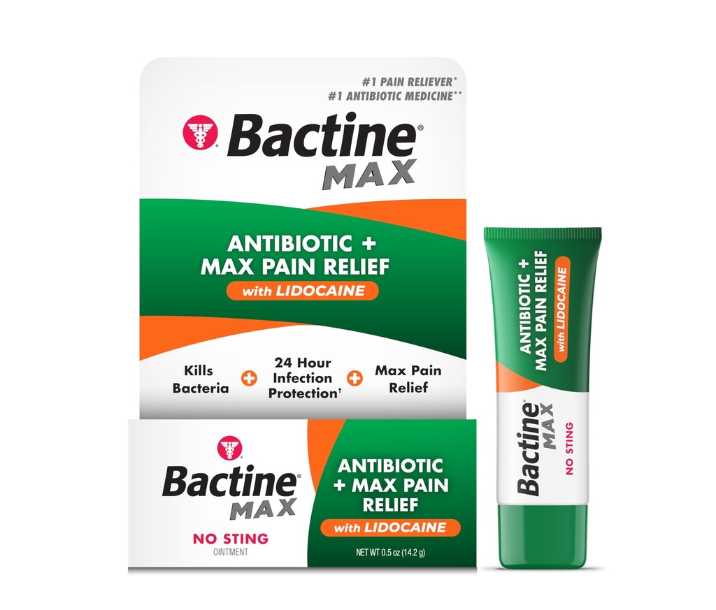 Baktiin MAX Antibiootikum + Valu leevendav salv - Antibiootikum salv lindokaiiniga - Valu + sügelus väikeste kärbete ja kriimustuste ja põletuste jaoks - Lidocaine Numbing Cream - 0,5oz