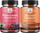 Bundle of Complete Herbal Menopause Supplement for Women for Night Sweats Mood and More with Dong Quai Vitex Chaste Berry and Herbal Thyroid Support Complex Mood Enhancer Energy Supplement for Thyroid