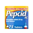 Pepcid AC maksimaalse tugevusega kõrvetiste leevendamise tabletid, OTC meditsiin ennetab ja leevendab kõrvetisi happe seedimise tõttu, 20 mg Famotidiinhapet vähendav, kiiretoimeline, 75 Ct