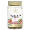 Solgar Vitamiin D3 Gummies täiskasvanutele 5,000IU Ultra potentsi Vitamiin Immuunsüsteemi tugi naistele ja meestele - Maitsev maasikamaitse, Gluteen & želatiin tasuta kummi, 2 kuu pakkumine, 60 Servings, 2g suhkur