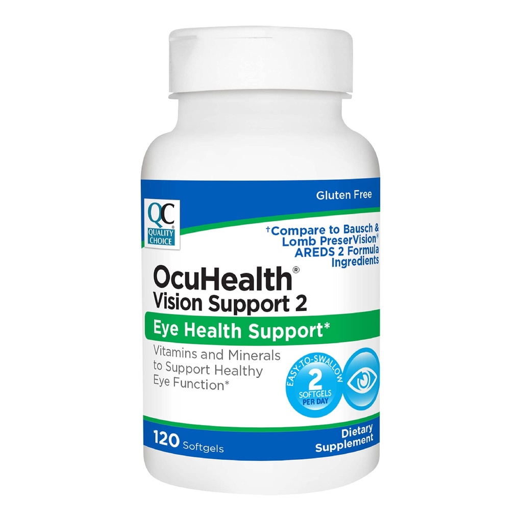 Kvaliteetne valik Ocuhealth, silmade tervise nägemise tugi 2 vitamiinide ja mineraalide lisandid Softgels, 120 Count pudelid