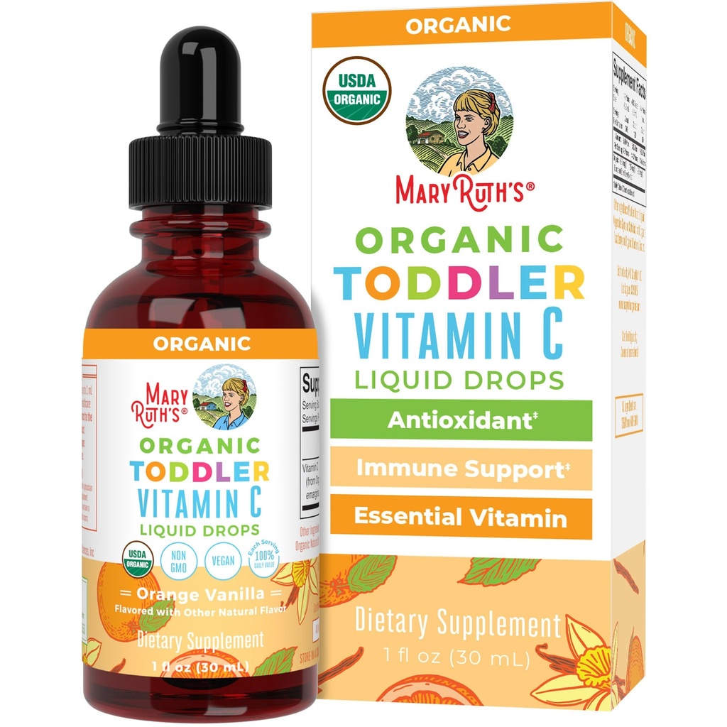MARYRUTH's Organic Toddler C-vitamiini tilgad immuunsuse | vanuses 1-3 aastat | 15 mg per Serving | C-vitamiin immuunsuse toetamiseks ja üldiseks terviseks | Vegan | Suhkruvaba | Gluteenivaba | Non-GMO | 30 Servings