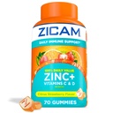 Zicam Daily Immune Support, Gummy Supplement, Tsink, C-vitamiin ja D-vitamiin, Citrus Strawberry Maitseaine, 70 Count
