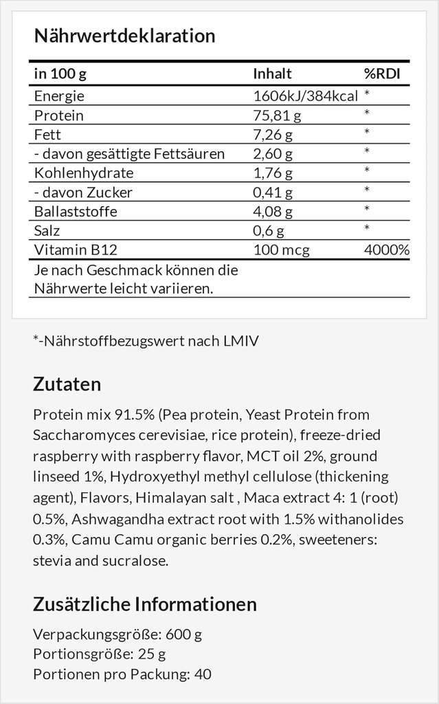 APOLLO HEGEMONY Vegan Valk 600g: Taimne Valk herne, riisi ja pärmiga - Aminohapete rikas - 24 Servings - Vegan ja suhkruvaba toidulisand - Vaarika maitsega valge šokolaad