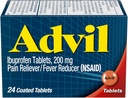 Advil valu leevendaja ja palaviku vähendaja, ibuprofeen 200mg valu leevendamiseks - 24 kaetud tabletti