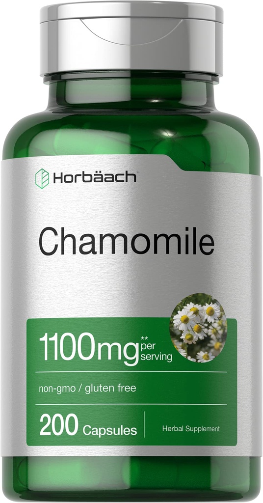 Horbäach Chamomile Flower Extract | 200 pillid | 1100mg kapslid | Non-GMO, Gluteenivaba täiendus