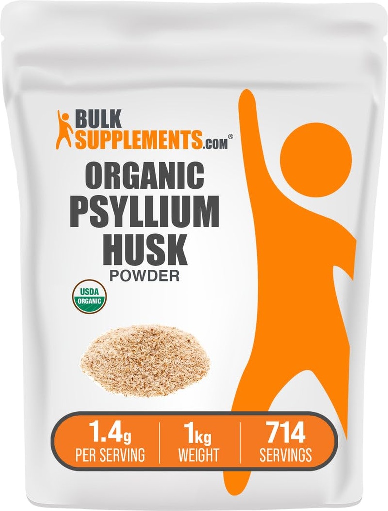 BulkSupplements.com Orgaaniline Psyllium Husk Pulber küpsetamiseks, kiudaine lisand - gluteenivaba, 1 kg (2,2 naela) (pakk 1)