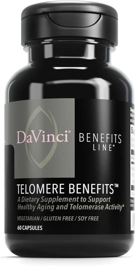 DAVINCI Labs Telomere eelised - toidulisand tervisliku vananemise, antioksüdantide taseme, mälu ja telomeraasi aktiivsuse toetamiseks * - Astragalus juure ekstraktiga - gluteenivaba - 60 köögiviljakapslit