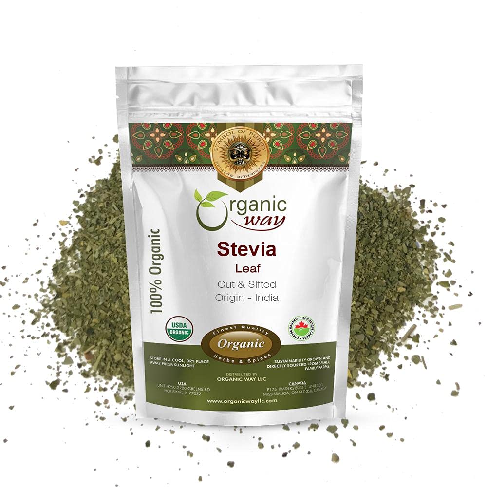 Orgaaniline tee Stevia Leaf Cut & Sifted (Stevia Rebaudiana) - Kosher & USDA sertifitseeritud | Mitte-GMO & Gluteenivaba | Natural Sweetener | 100% toores Indiast (1/2LBS / 8Oz)