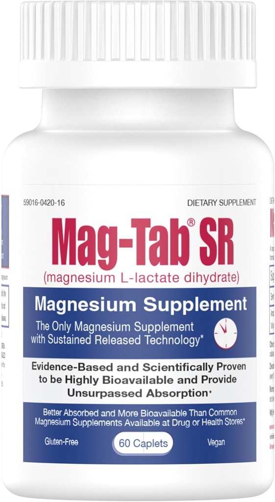 Laiendatud vabanemine Magneesiumi laktaadi kohaletoimetamine 10x parema neeldumise-Mag-Tab SR (säilitatud vabanemine) 60 loend-toetavat und, lihaskrampe, magneesiumipuuduse terviseprobleemi (60)