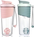 Shaker Bottle for Protein Mixs, 24 oz (2 Pack), Valgu Shaker pudelid Whisk Ball, Mixer pudel, valgu pudel, Portable Pre Workout vadakuvalgu Joogi Shaker Cup, Pink, Teal