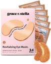Grace & Stella Kofeiin Silmapatsude all - Ärkavad Silmalaigud Pudevatele Silmadele Ja Tumedatele Ringidele - Silmaalused Maskilaigud Niatsiinamiidi Ja Hüaluroonhappega - Vegan, Julmusevaba (pronks, 24 paari)
