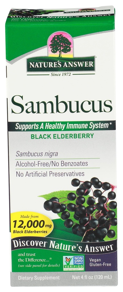Nature's Answer Sambucus Dietary Supplement, Original for Daily Immune and Antioxidant Support | Made in the USA | Alcohol-free, Gluteenivaba & Vegan 4oz (Pack 1)