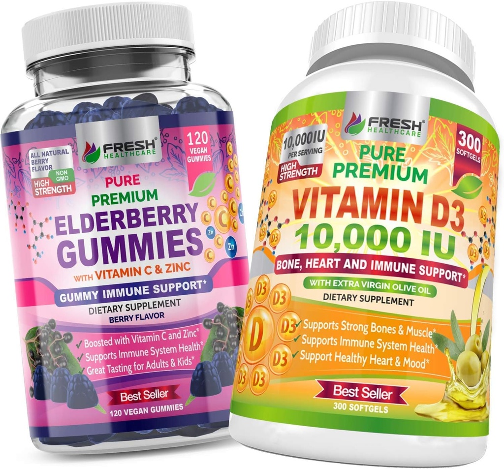 VÄRSKED TERVISHOID Elderberry Gummies ja D-vitamiin - Bund