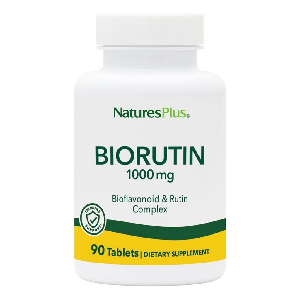 Natures Plus Biorutin 1000 mg - 90 tabletti - Bioflavonoid & Rutin Complex - toetab veresoonte funktsiooni ja ringlust - taimetoitlane, gluteenivaba - 90 serveerimist