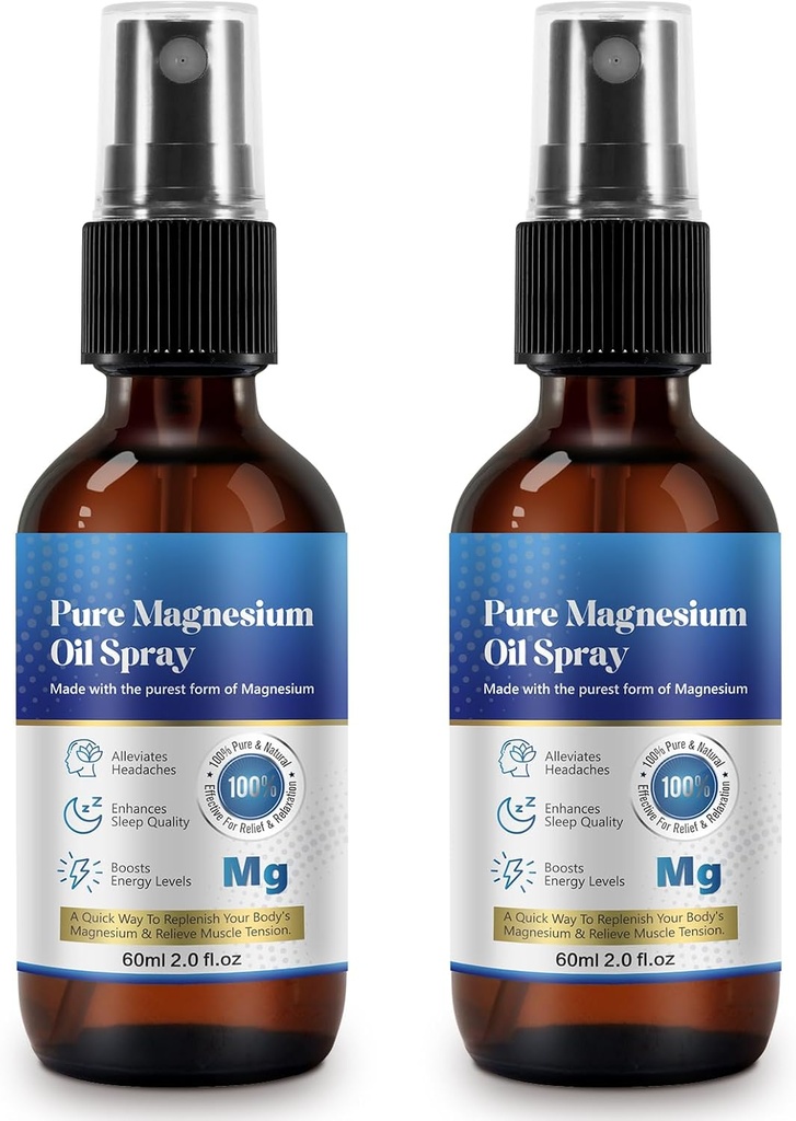 Üldine 2 Fl Oz Magneesiumõli pihusti - puhas ja orgaaniline - kõrge kontsentratsiooniga magneesium - mitte-GMO, gluteenivaba - kergesti imenduv - 2pc