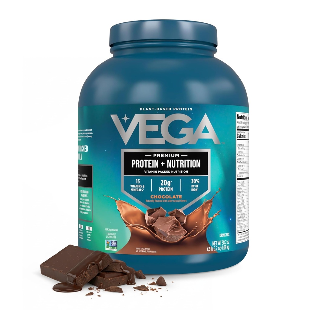 Vega valk + toitumine - 20g taimepõhine herneproteiin, šokolaad, 30 serveerimist, Vegan Keto Superfood, antioksüdant-rikas, gluteenivaba, piimavaba, madal süsivesik, 2,4 lbs (pakendamine võib varieeruda)