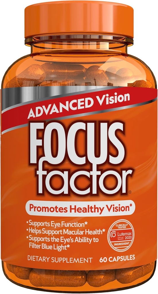 Fookusfaktor Advanced Vision Formula (60 Count) - silma vitamiinid C-vitamiiniga, E-vitamiin, Lutemax® 2020 - Luteiini ja Zeaksantiini täiendus silmade tervise toetamiseks