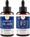 WINDSOR BOTANICALS vitamiin B12 Vedel ja vedel kollageen biotiiniga - energia ja heaolu komplekt