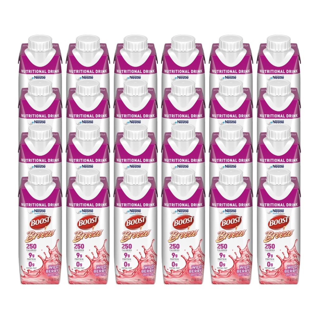 BOOST Breeze Nutrition 8oz Wildberry Fat Free Drink, 24/Cs