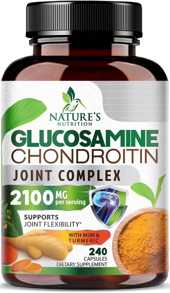 Glükoosamiin Chondroitin MSM 2100mg kompleks - ühine tugilisa liigese liikuvuse ja mugavuse meestele ja naistele kurkum ja boswellia, kolmekordne tugevus Glükoosamiini toidulisandeid - 240 kapslit