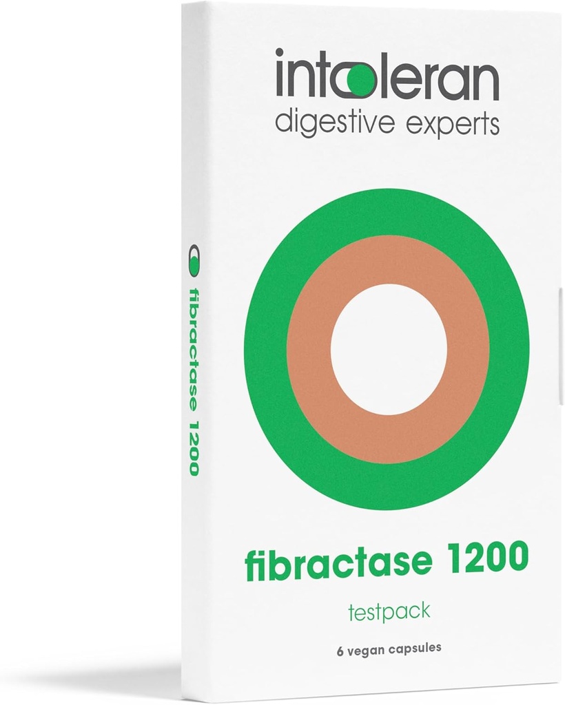 Intoleran Fibractase Forte Seedeensüümide Testpack - 6 kapslit | Toidulisandi Fruktaanide & Galaktaanide Tolerants | Aitab seedida süsivesikuid; Terad, kaunviljad, Sibul, Küüslauk & nisud | Puhas